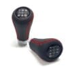Pomo de Cambios Universal Cuero Costura Roja a Rosca Tuning 5ta/6ta