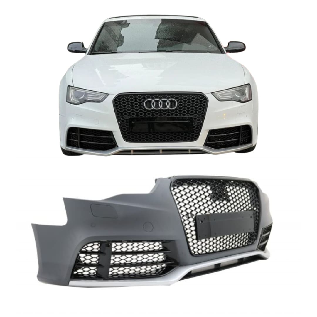 Paragolpe RS5 para Audi A5 13-16 con Parrilla RS Negra Brillante