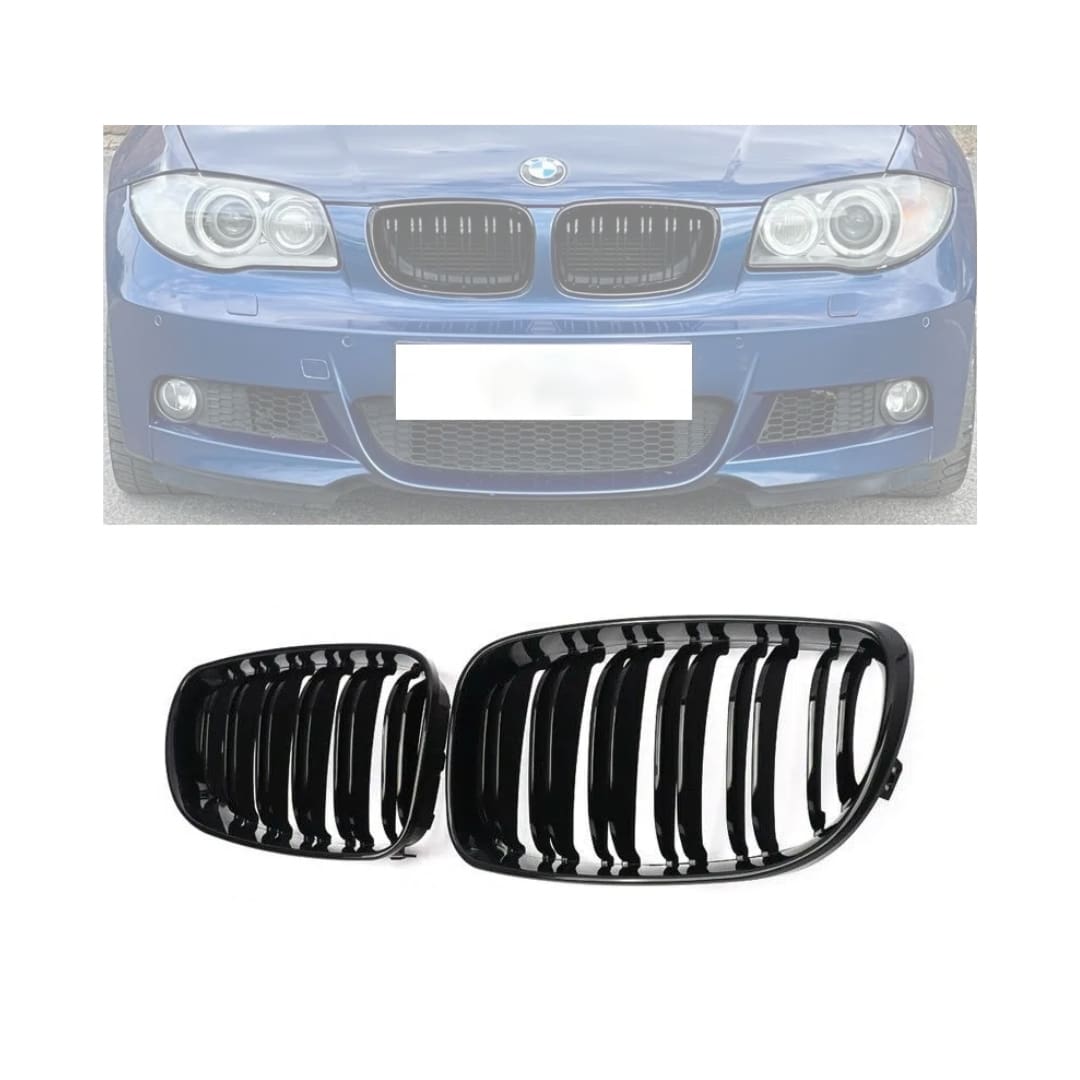 Parrilla Kidneys Riñones doble vira negra brillante BMW Serie 1 E81 E82 E87 Facelift LCI