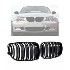 Parrilla BMW Kidneys Riñones Serie 1 E81 E82 E87 Pre Facelift Doble Vira Negra Brillante