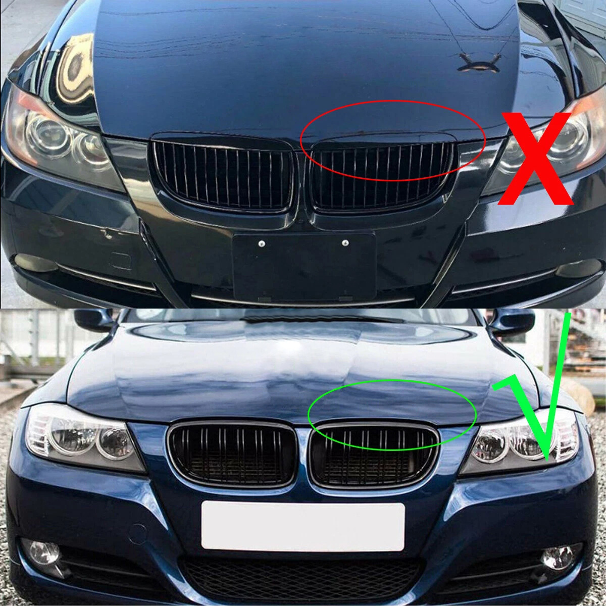 Parrilla De Doble Vira Kidneys Riñones Negra Brillante BMW Serie 3 Sedan E90 LCI 09-12 - Image 4