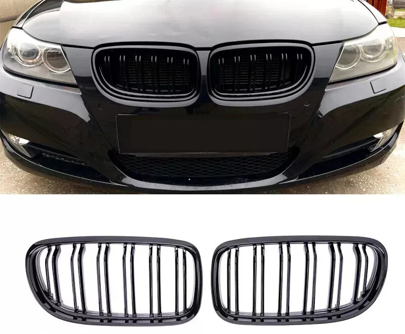 Parrilla De Doble Vira Kidneys Riñones Negra Brillante BMW Serie 3 Sedan E90 LCI 09-12
