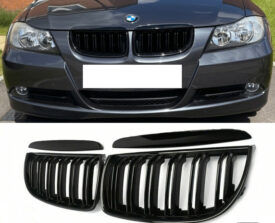 Parrilla Kidneys De Doble Vira Riñones Negra Brillante BMW Serie 3 Sedan E90 Pre-LCI 05-08