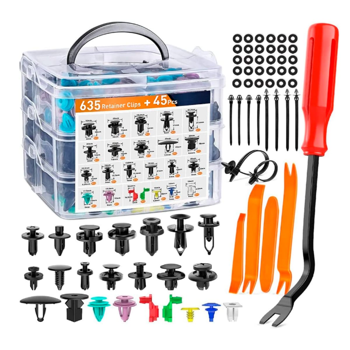 Clips Plásticos 680 Piezas + Herramientas
