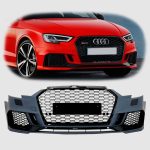 Paragolpe RS3 para Audi A3 8V 17-20 con Rejillas y Parrillas Negra Brillante - Imagen 6