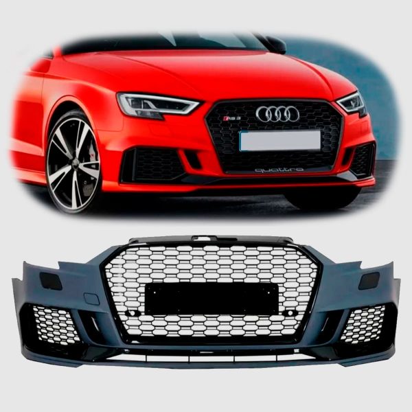 Paragolpe RS3 para Audi A3 8V 17-20 con Rejillas y Parrillas Negra Brillante - Imagen 7