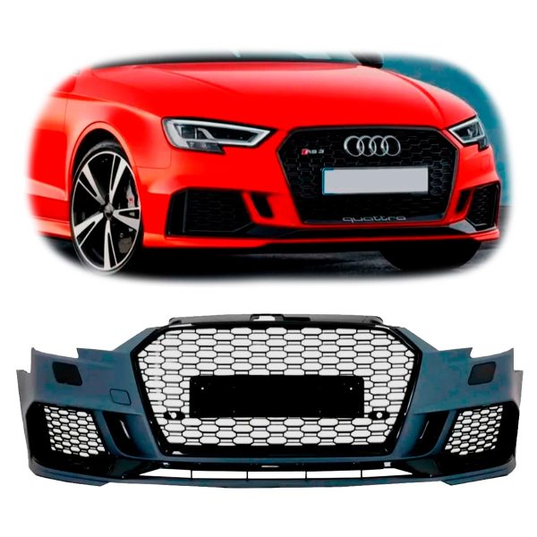 BUMP006-7 Paragolpe RS3 para Audi A3 8V 17-20 con Rejillas y Parrillas Negra Brillante - Imagen 1