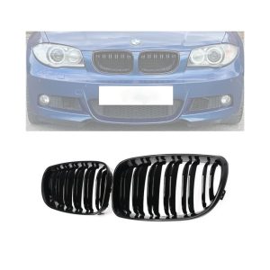 Parrilla Kidneys Riñones doble vira negra brillante BMW Serie 1 E81 E82 E87 Facelift LCI