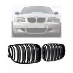 Parrilla BMW Kidneys Riñones Serie 1 E81 E82 E87 Pre Facelift Doble Vira Negra Brillante