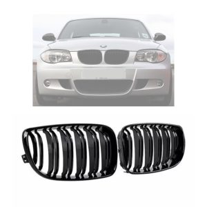 Parrilla BMW Kidneys Riñones Serie 1 E81 E82 E87 Pre Facelift Doble Vira Negra Brillante