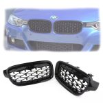 Parrilla Kidneys Riñones Diamantes BMW Serie 3 F30 Negra Brillante