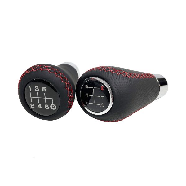 Pomo de Cambios Universal Cuero Costura Roja a Rosca Tuning 5ta/6ta - Imagen 5