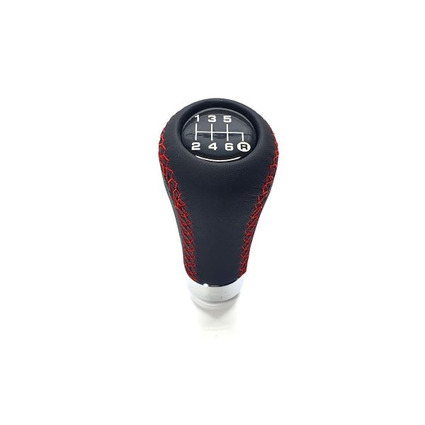 Pomo de Cambios Universal Cuero Costura Roja a Rosca Tuning 5ta/6ta - Imagen 10