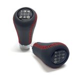 Pomo de Cambios Universal Cuero Costura Roja a Rosca Tuning 5ta/6ta - Imagen 2