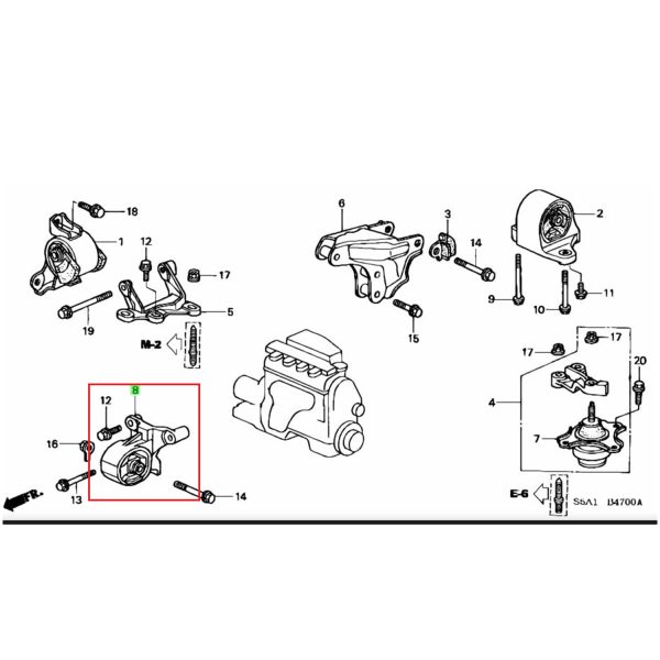 Taco pata soporte motor Delantera Honda Civic 01-05 1.7 Automatico - Imagen 2
