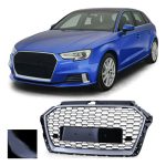 Parrilla estilo Rs3 para Audi A3 8v 17-20 Negra con Borde Gris + Quattro - Imagen 4