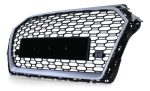 Parrilla estilo Rs3 para Audi A3 8v 17-20 Negra con Borde Gris + Quattro