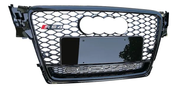 Parrilla Rs4 Audi A4 B8 08-12 Borde Negro Con Quattro Debajo - Imagen 2