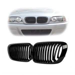 Parrilla BMW E46 99-01 Pre LCI Delantera Riñón M3 Negra Brillante