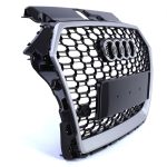 Parrilla estilo Rs3 para Audi A3 8v 17-20 Negra con Borde Gris + Quattro - Imagen 2