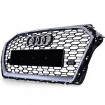 Parrilla estilo Rs3 para Audi A3 8v 17-20 Negra con Borde Gris + Quattro